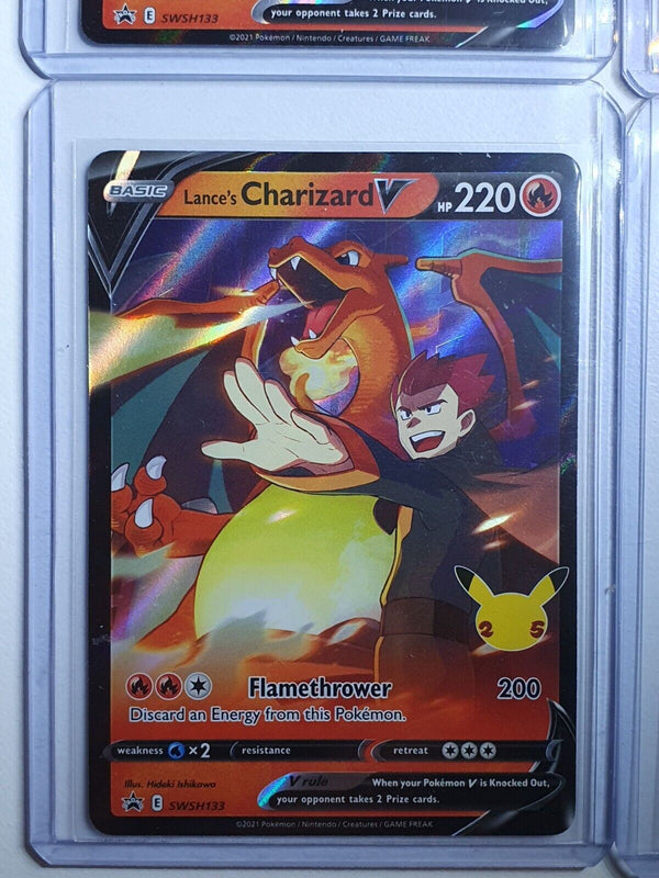 Pokemon LOT x 4 Lance's Charizard V SWSH133 Black Star Promo - Ready for Grading