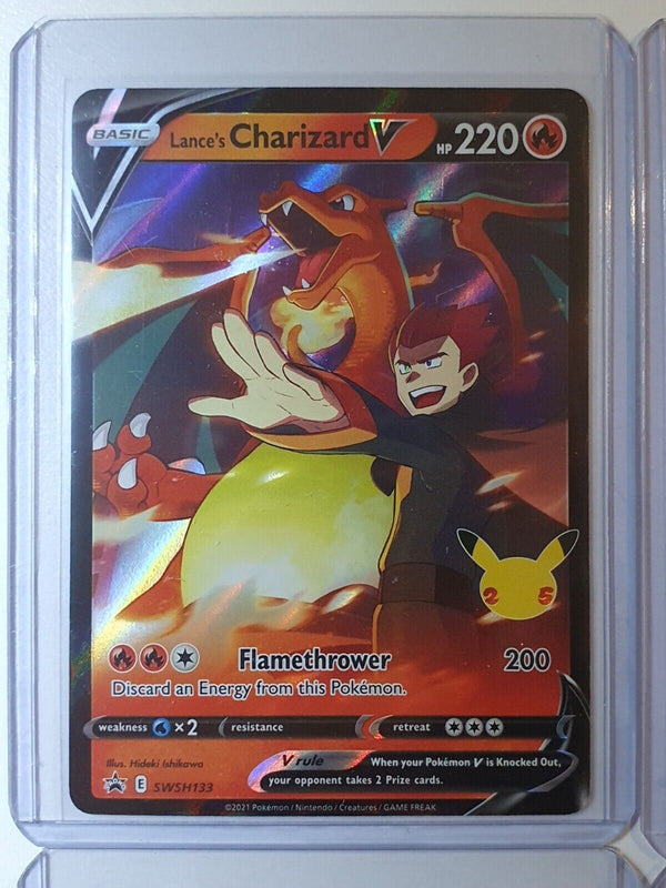 Pokemon LOT x 4 Lance's Charizard V SWSH133 Black Star Promo - Ready for Grading