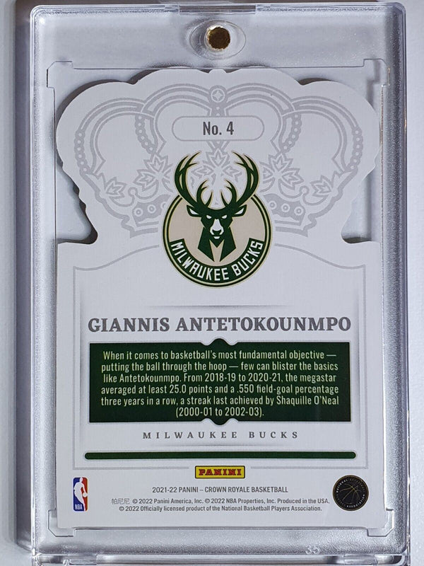 2021 Crown Royale Giannis Antetokounmpo #4 GREEN CRYSTAL /21 Holo Die Cut - Rare