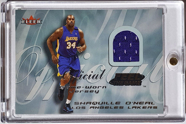 2001 Fleer Shaquille O'Neal #PATCH Feel the Game Game Worn Jersey - Rare