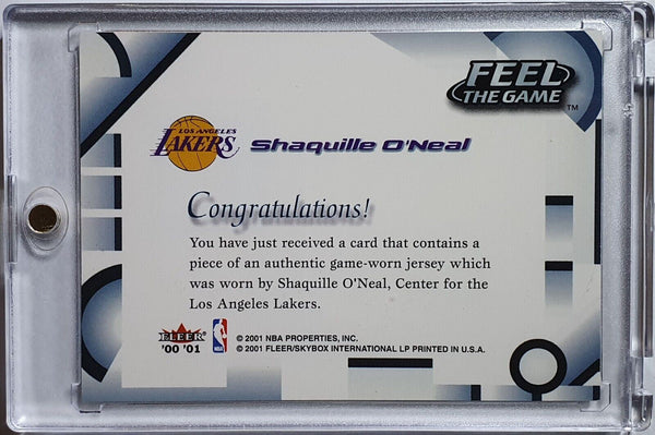 2001 Fleer Shaquille O'Neal #PATCH Feel the Game Game Worn Jersey - Rare