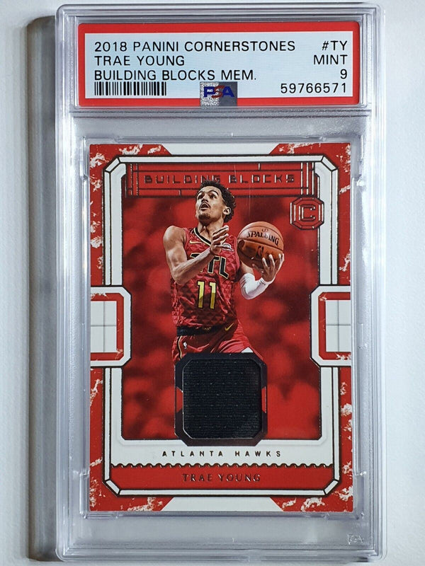 2018 Cornerstones Trae Young Rookie #PATCH Game Worn Jersey - PSA 9 (POP 4)