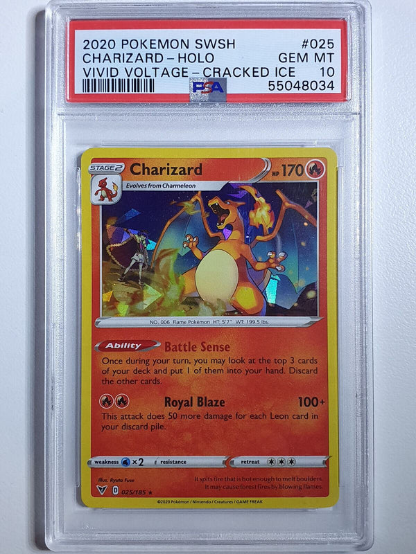 2020 Pokemon Charizard 025/185 CRACKED ICE HOLO Vivid Voltage - PSA 10