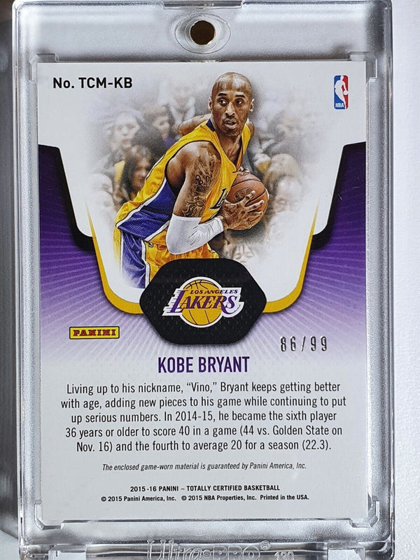 2015 Totally Certified Kobe Bryant #PATCH BLUE /99 Game Worn Jersey - Rare