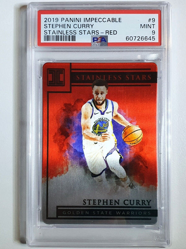 2019 Impeccable Stephen Curry #9 RED /60 Stainless Stars - PSA 9 (POP 6)