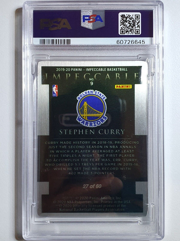 2019 Impeccable Stephen Curry #9 RED /60 Stainless Stars - PSA 9 (POP 6)