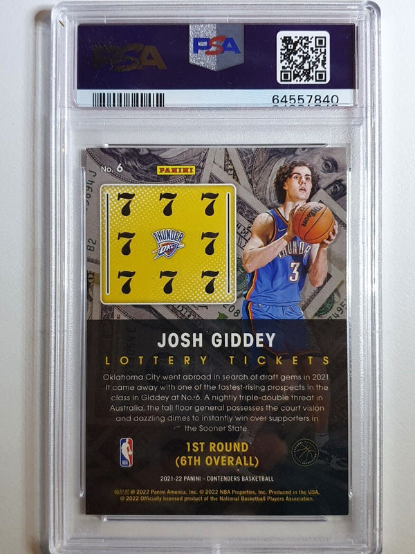 2021 Contenders Josh Giddey Rookie #6 Lottery Ticket RC - PSA 9 (POP 4)