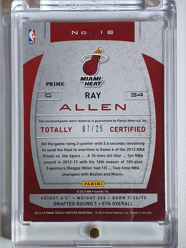 2013 Totally Certified Ray Allen PRIME #PATCH RED /25 Game Worn Jersey - Rare