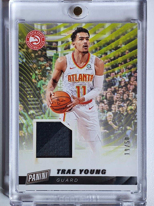 2019 Panini Trae Young #PATCH /50 Player Worn 2 Color Jersey - Ready to Grade