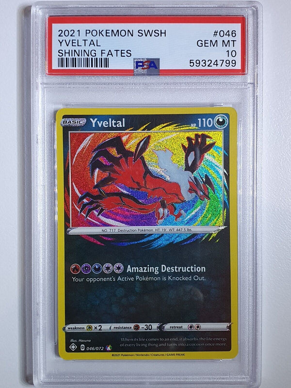 2021 Pokemon Yveltal 046/072 AMAZING RARE Shining Fates - PSA 10