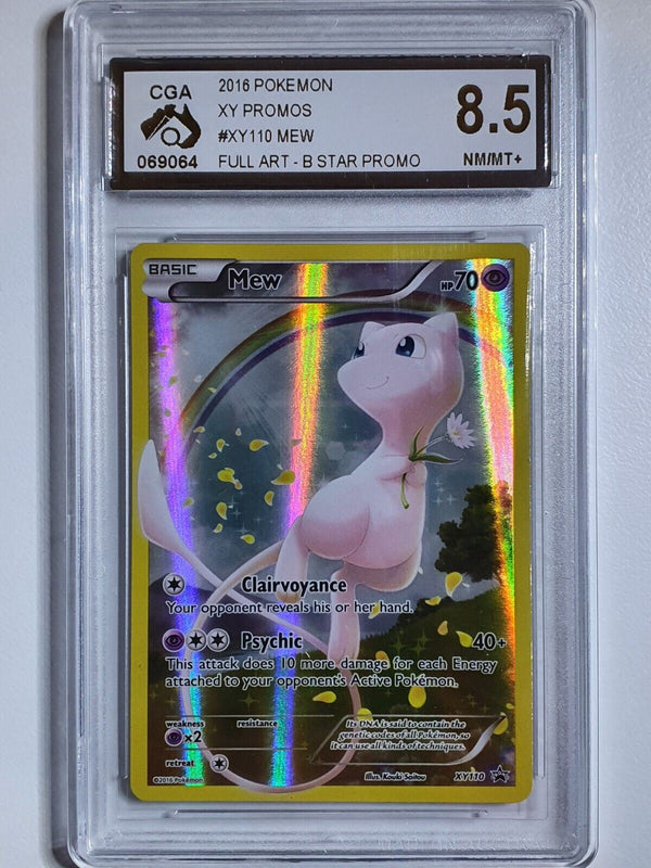 2016 Pokemon Mew XY110 Full Art Black Star Promo XY HOLO - CGA 8.5