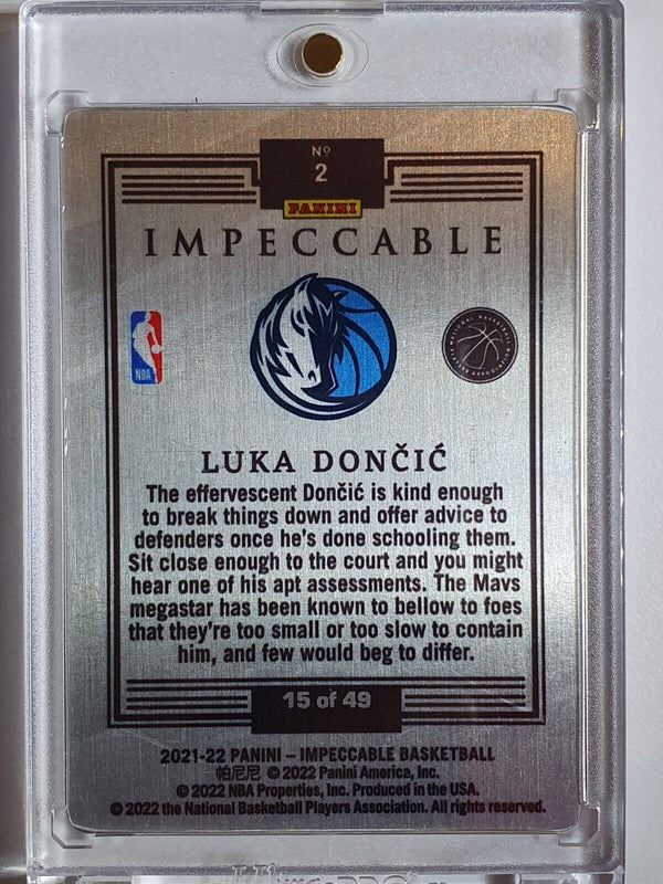 2021 Impeccable Luka Doncic #2 PURPLE /49 Stainless Stars - Rare