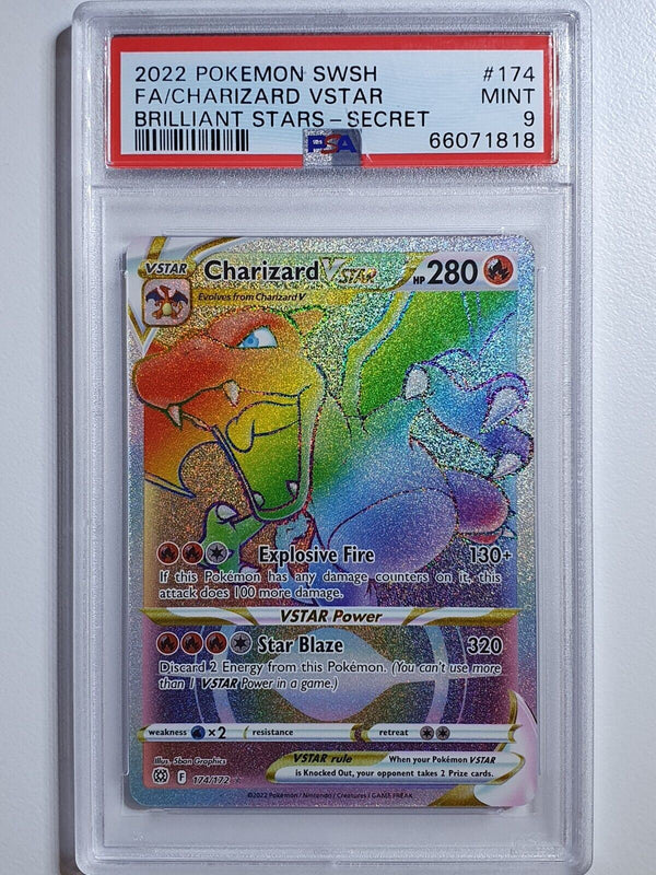 2022 Pokemon SWSH Charizard VSTAR SECRET 174/172 Brilliant Stars - PSA 9