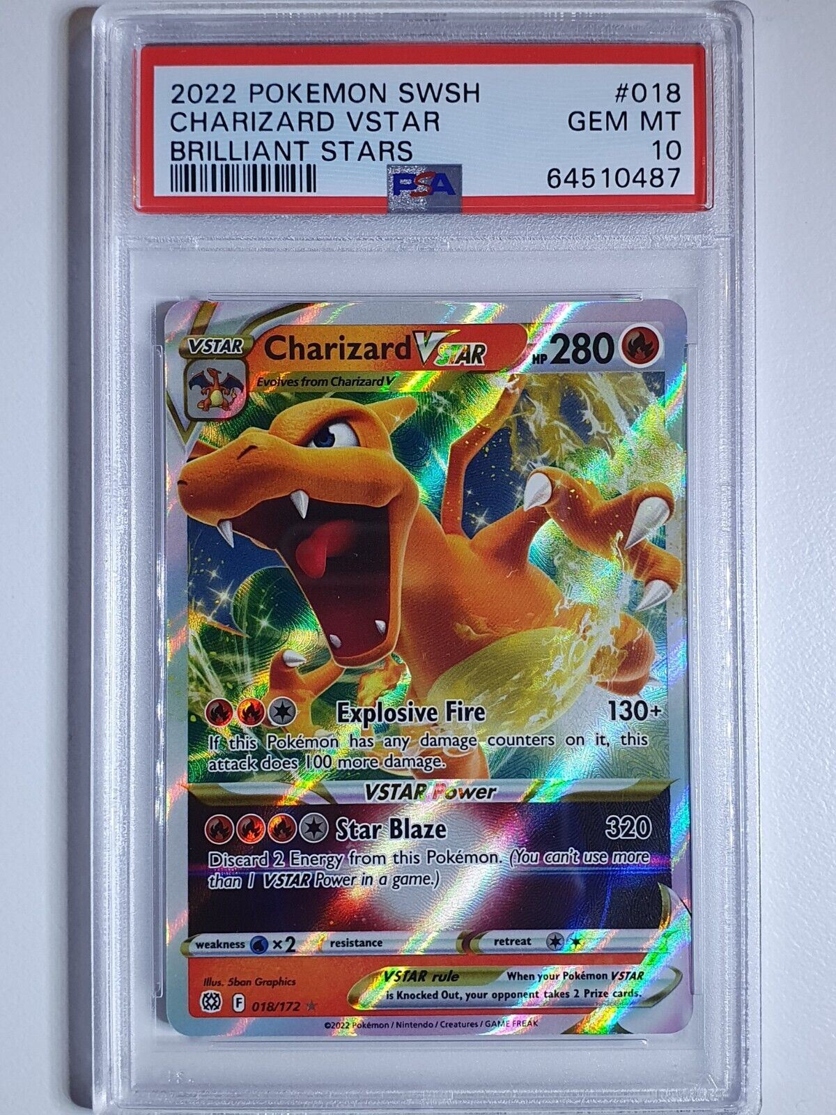 2022 Pokemon Charizard VSTAR 018/172 Full Art Brilliant Stars - PSA 10 Perfect Edges Cards 2022 Pokemon Charizard VSTAR 018/172 Full Art Brilliant Stars - PSA 10 Perfect Edges Cards