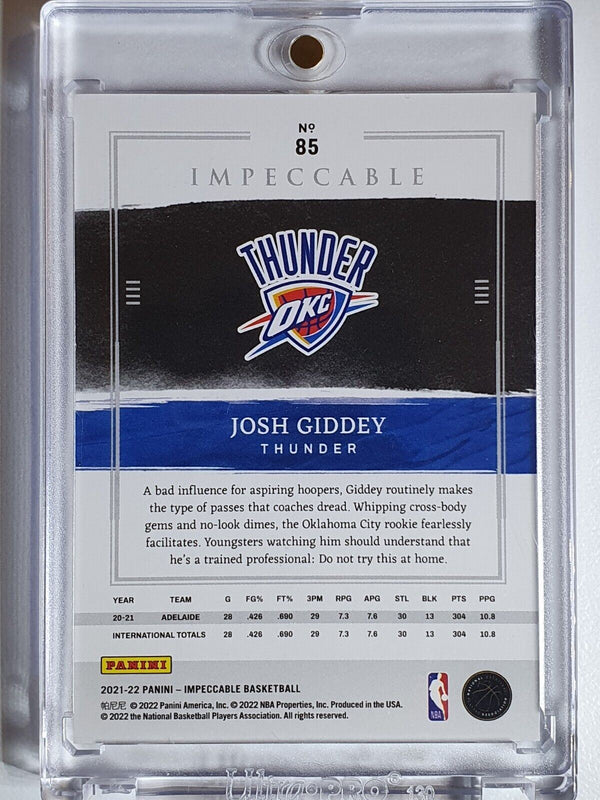 2021 Panini Impeccable Josh Giddey Rookie #85 RED Edition - Ready to Grade