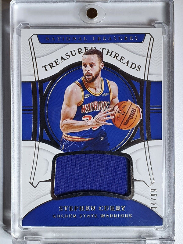 2021 National Treasures Stephen Curry #PATCH /99 Game Worn Jersey - Rare