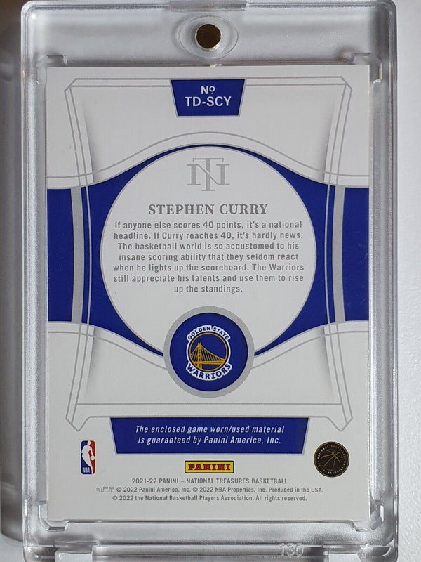 2021 National Treasures Stephen Curry #PATCH /99 Game Worn Jersey - Rare