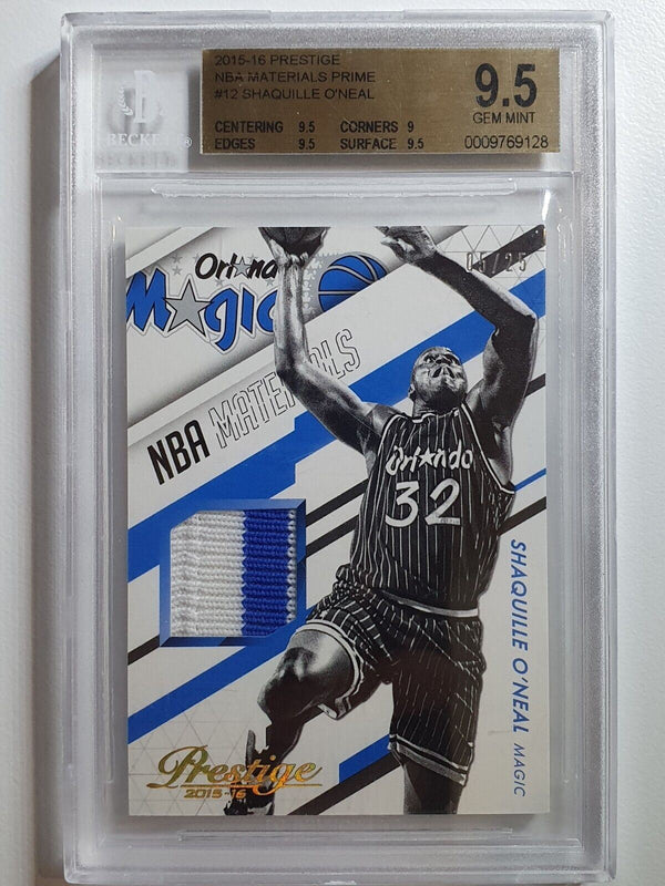 2015 Prestige Shaquille O'Neal #PATCH PRIME /25 Jersey - BGS 9.5 (POP 1)