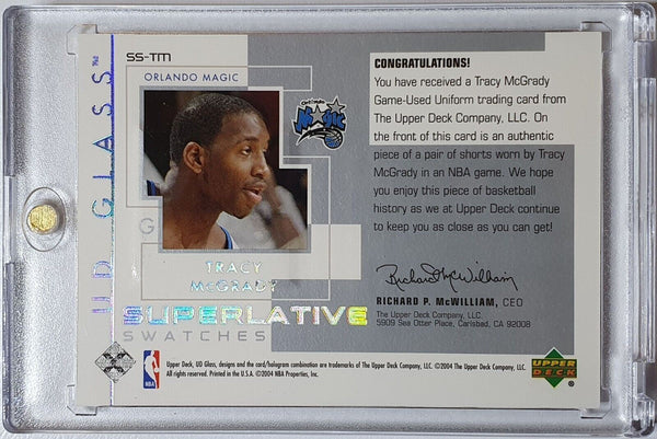 2004 UD Glass Tracy McGrady #PATCH Game Worn Jersey - Rare