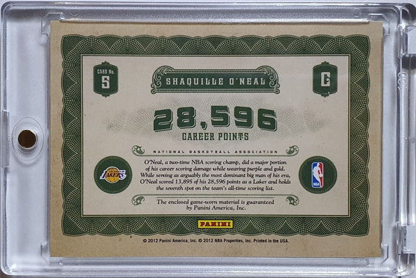 2011 Gold Standard Shaquille O'Neal #PATCH /149 Game Worn 5 Letter Jersey - Rare
