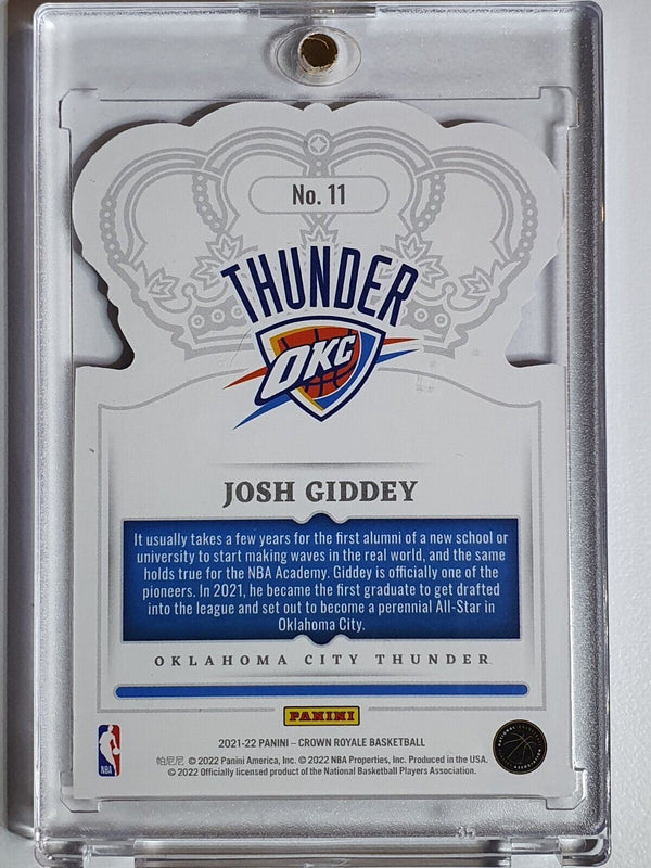 2021 Crown Royale Josh Giddey Rookie #11 BLUE CRYSTAL /99 Holo Die Cut - Rare