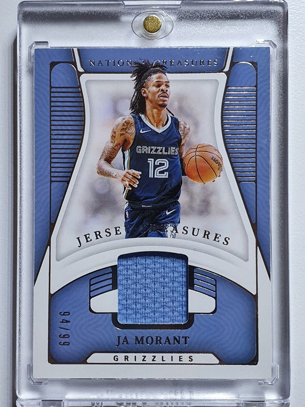 2021 Panini National Treasures Ja Morant #PATCH /99 Game Worn Jersey - Rare