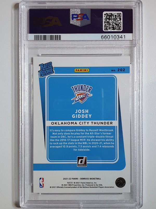 2021 Panini Donruss Josh Giddey Rookie #202 CHOICE PRIZM RC - PSA 10 (LOW POP)