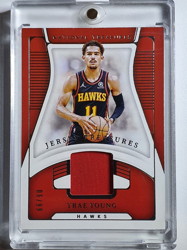 2021 National Treasures Trae Young #PATCH /99 Game Worn Jersey - Ready to Grade