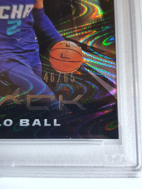 2020 Panini Black Lamelo Ball Rookie SWIRLORAMA /65 Holo - PSA 9 (POP 4)