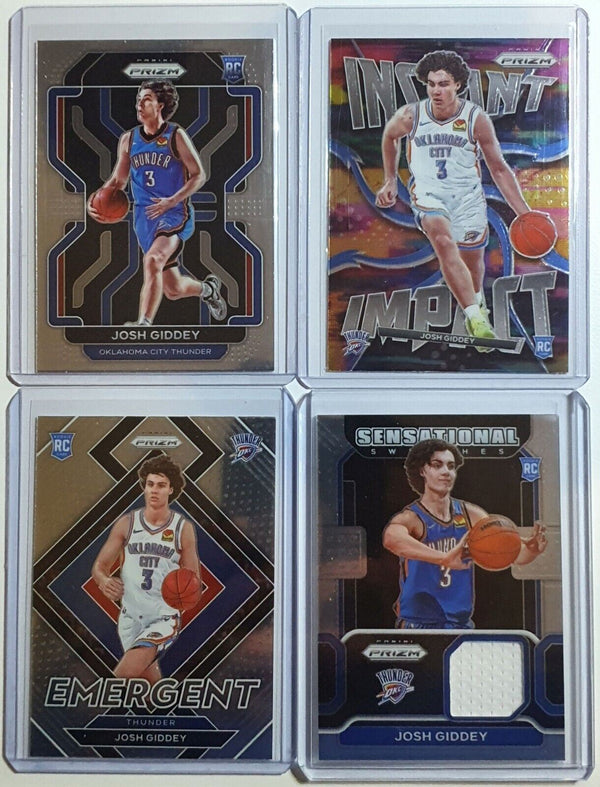 2021 Panini Prizm Josh Giddey Rookie Lot of 4 x Rookie Cards & Patch - Set