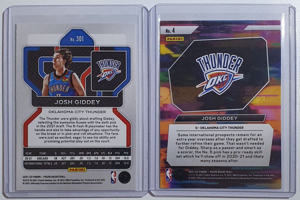 2021 Panini Prizm Josh Giddey LOT OF 2 Rookie #301 #4 RC - Ready to Grade