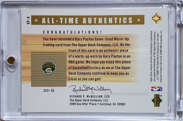 2002 Upper Deck Gary Payton #PATCH Game Worn Jersey - Rare