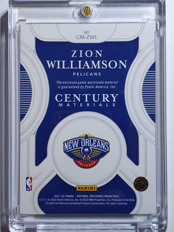 2021 National Treasures Zion Williamson #PATCH /99 Game Worn Jersey - Rare