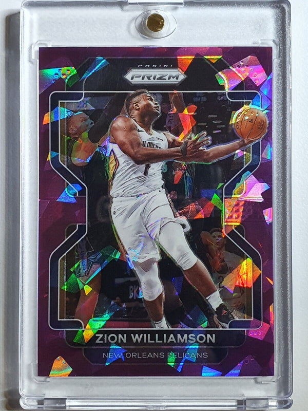 2021 Prizm Zion Williamson #108 PURPLE CRACKED ICE /149 Holo - Ready for Grading