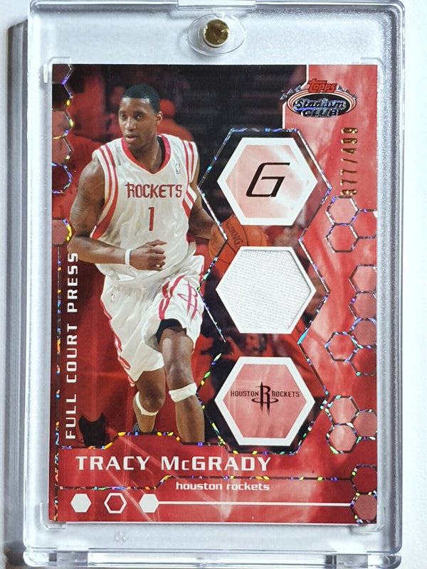 2007 Topps Stadium Club Tracy McGrady #PATCH /499 Game Worn Dual Jersey