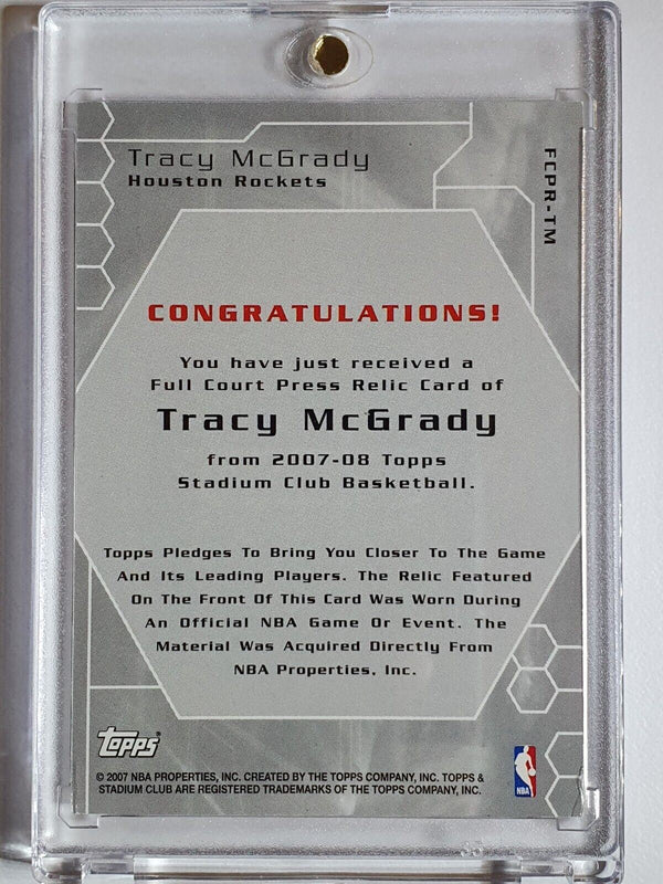 2007 Topps Stadium Club Tracy McGrady #PATCH /499 Game Worn Dual Jersey