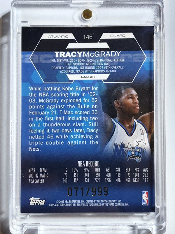 2003 Topps Finest Tracy McGrady #PATCH /999 Game Worn Jersey - Ready to Grade