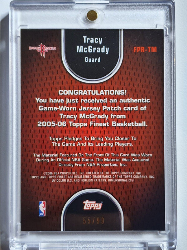 2006 Topps Finest Tracy McGrady #PATCH /99 Game Worn 3 Color Jersey - Rare