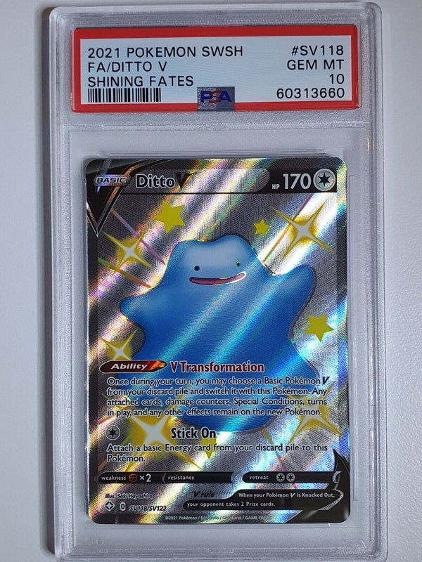 Pokemon Ditto V SV118/SV122 Shiny Full Art Shining Fates - PSA 10