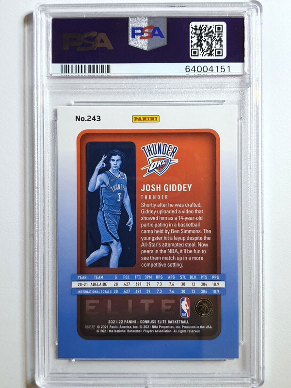 2021 Donruss Elite Josh Giddey Rookie #243 HOLO /999 - PSA 9 (POP 10)