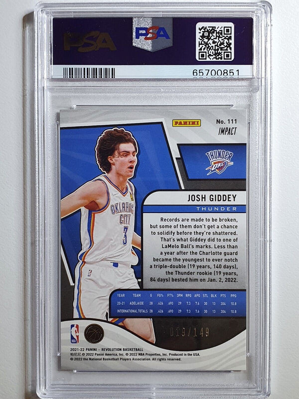 2021 Revolution Josh Giddey Rookie IMPACT /149 Holo - PSA 10 (POP 5)