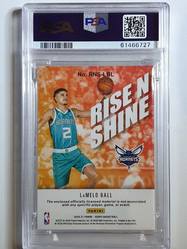 2020 NBA Hoops LaMelo Ball Rookie #PATCH Rise N Shine - PSA 9 (POP 12)