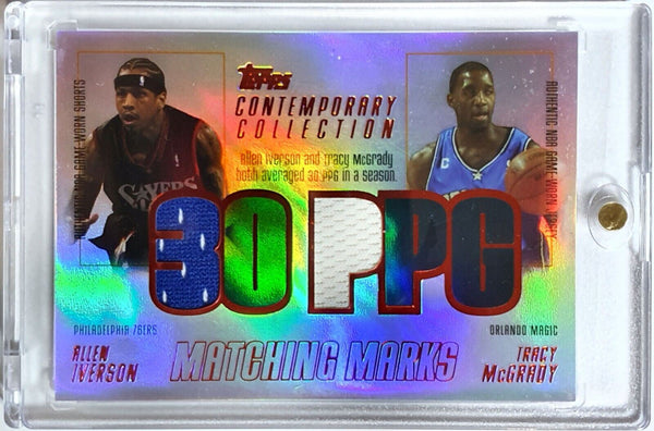 2003 Topps Allen Iverson Tracy McGrady #PATCH /50 HOLO Game Worn Jerseys