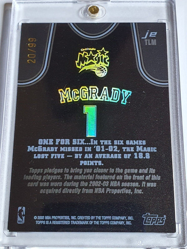 2003 Topps Jersey Edition Tracy McGrady #PATCH /99 HOLO Game Worn Jersey - Rare