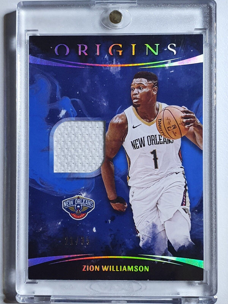 2021 Panini Origins Zion Williamson #PATCH BLUE /35 Game Worn Jersey - Perfect Edges Cards 2021 Panini Origins Zion Williamson #PATCH BLUE /35 Game Worn Jersey - Perfect Edges Cards