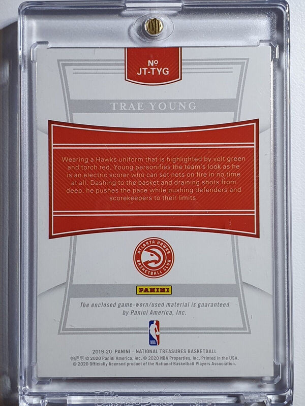 2019 National Treasures Trae Young #PATCH /99 Game Worn 2 Color Jersey - Rare