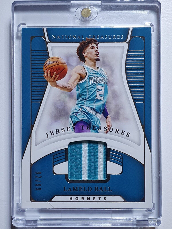 2021 National Treasures LaMelo Ball #PATCH /99 Game Worn 2 Color Jersey - Rare