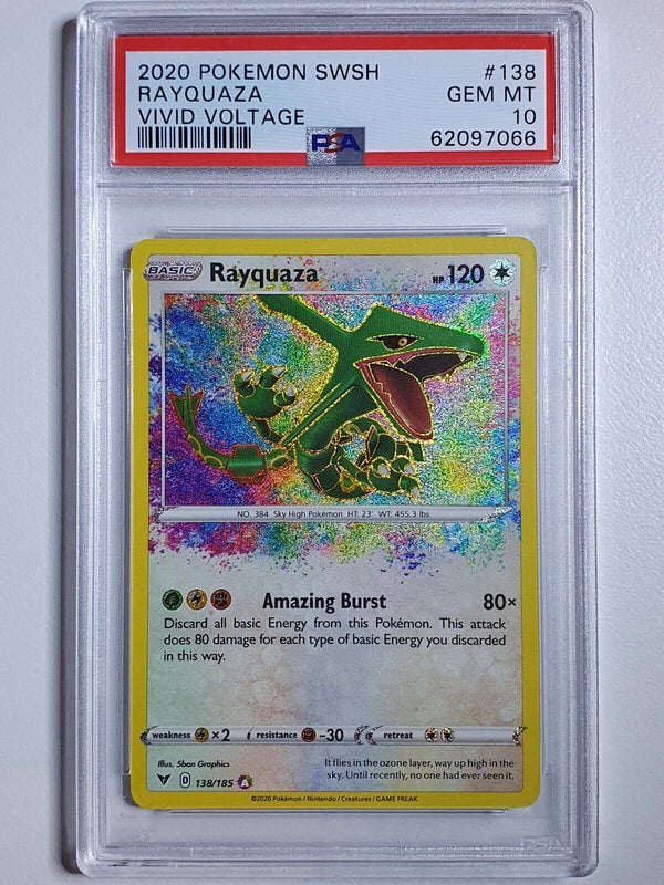 2020 Pokemon Rayquaza 138/185 AMAZING RARE Vivid Voltage - PSA 10