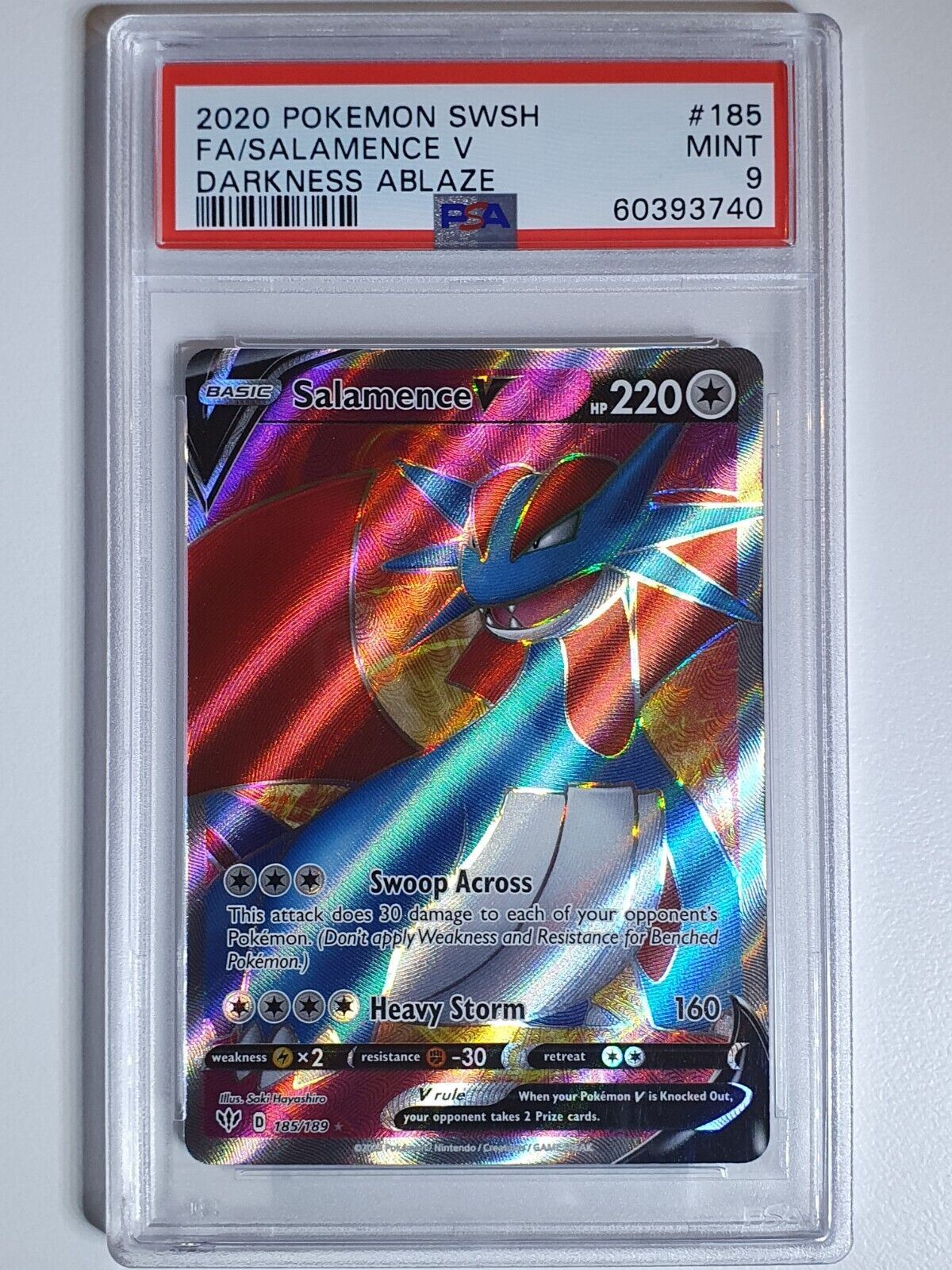 2020 Pokemon Salamence V 185/189 Full Art Darkness Ablaze