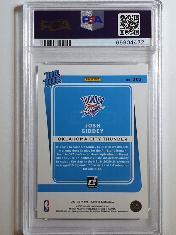 2021 Panini Donruss Josh Giddey Rookie #202 RC - PSA 9 (LOW POP)